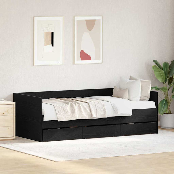 Daybed con testiera-Letto Giorno-Divano Letto Rovere Nero 90 x 200 cm Legno multistrato 418996