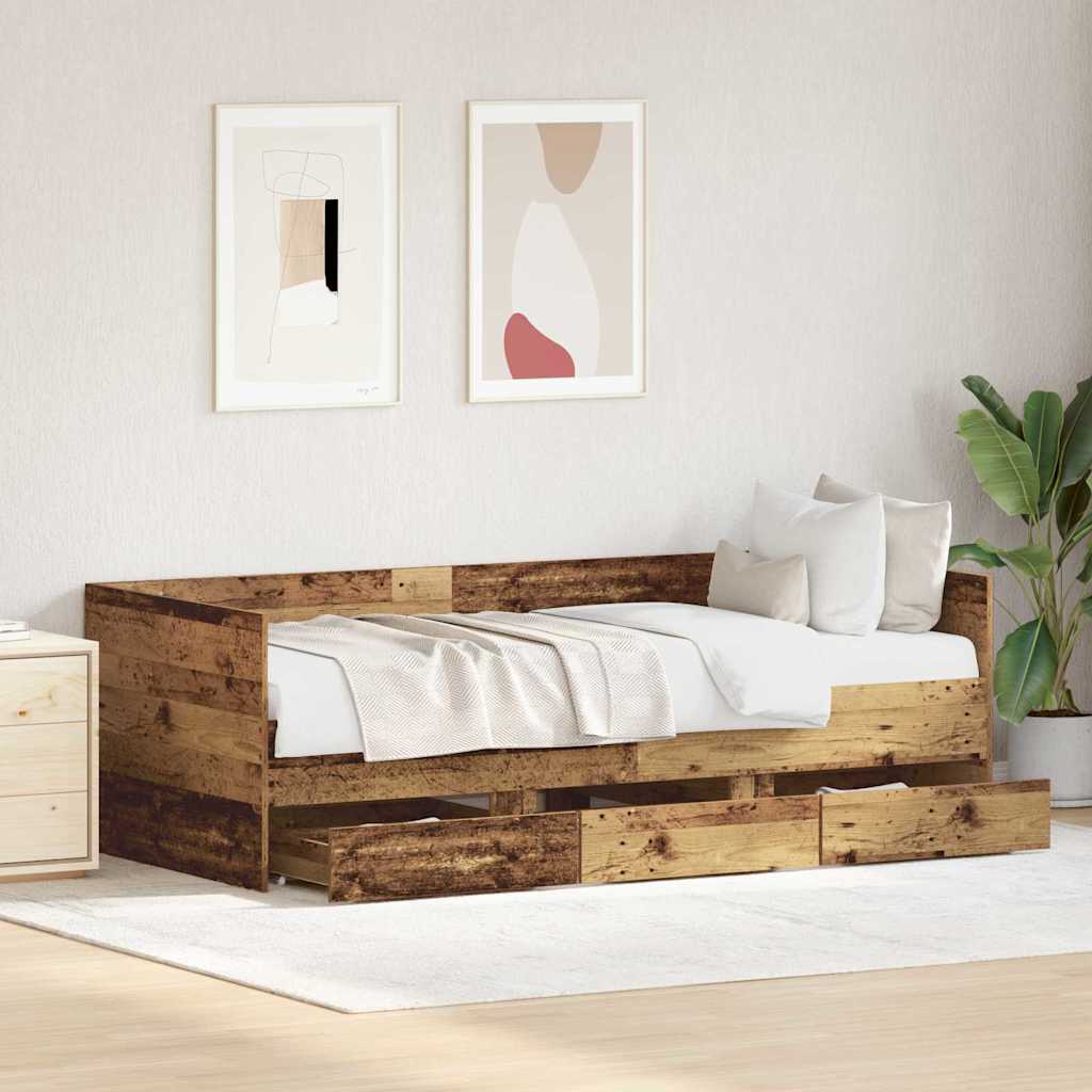 Daybed con testiera-Letto Giorno-Divano Letto Legno vecchio 90 x 190 cm Legno multistrato 690290