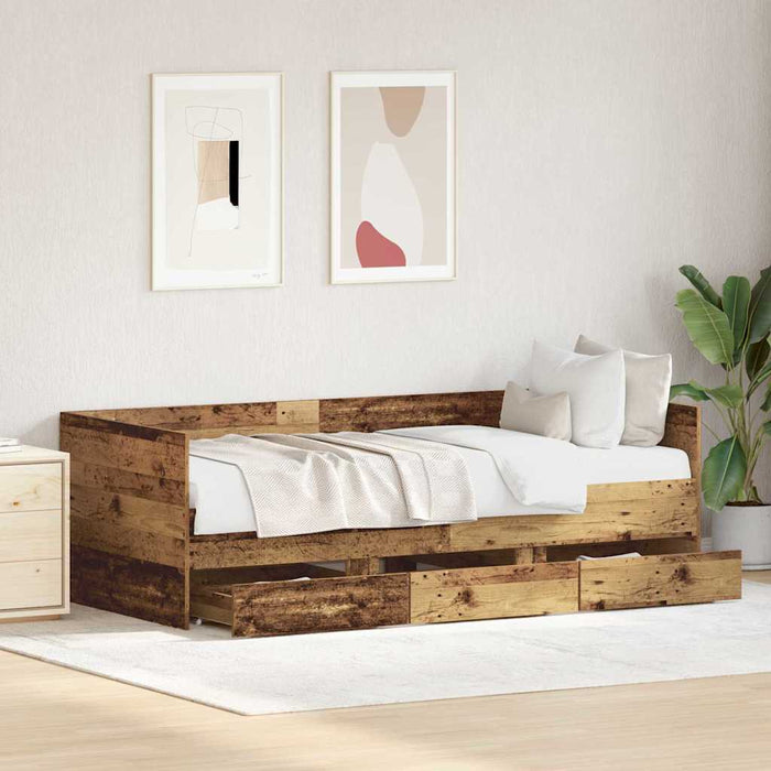 Daybed con testiera-Letto Giorno-Divano Letto Legno vecchio 90 x 190 cm Legno multistrato 690290