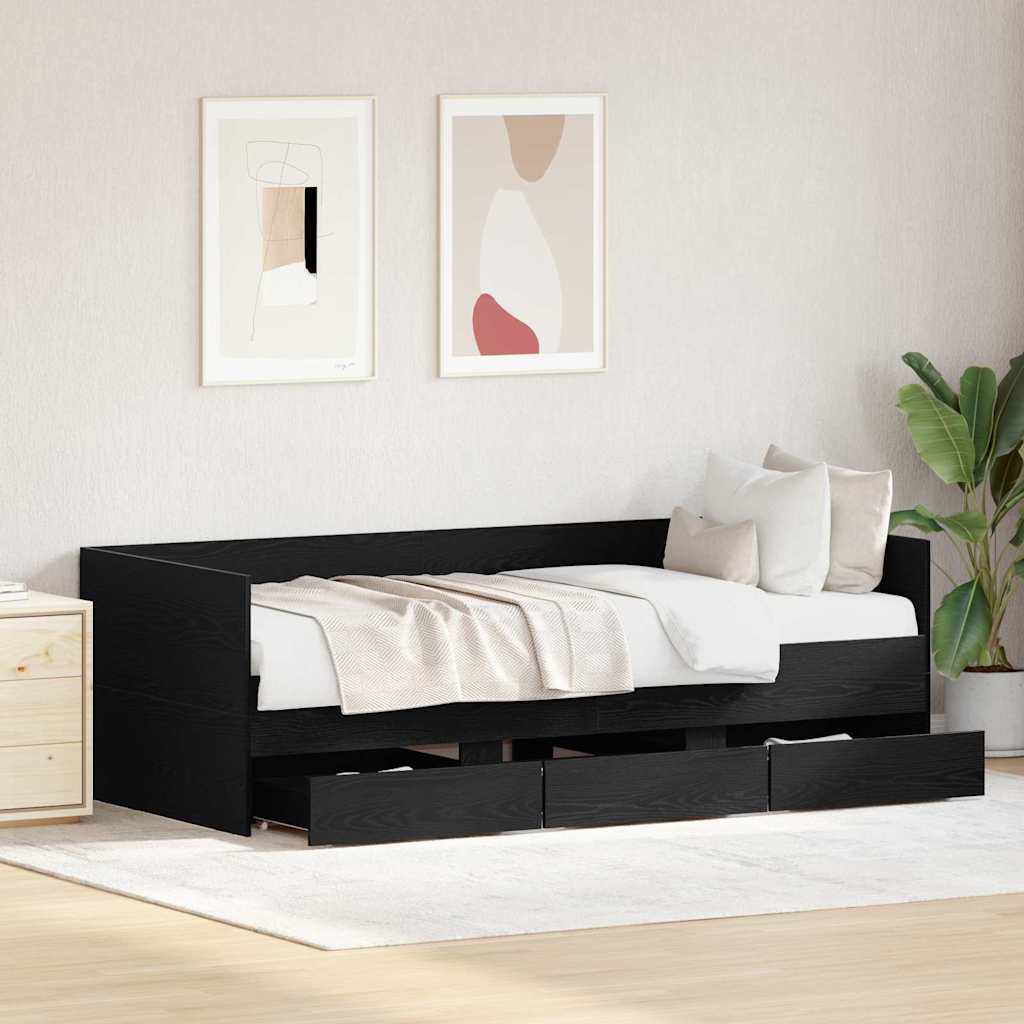 Struttura di daybed con cassetti Rovere nero 90 x 190 cm 3333998