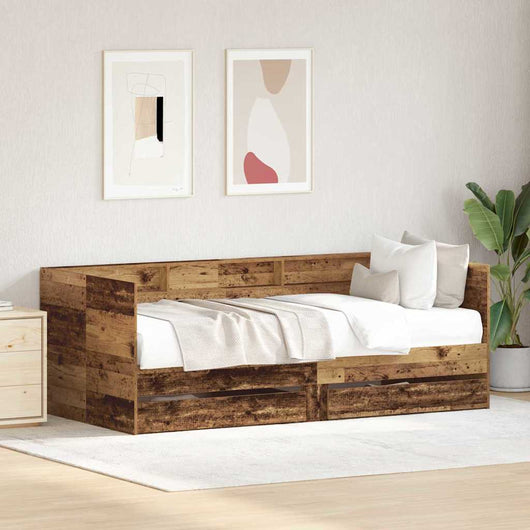 Daybed con testiera-Letto Giorno-Divano Letto Legno vecchio 90 x 200 cm Legno multistrato