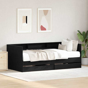 Daybed con testiera Rovere Nero 90 x 190 cm Legno multistrato 3334004
