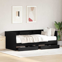 Daybed con testiera-Letto Giorno-Divano Letto Rovere Nero 90 x 190 cm Legno multistrato