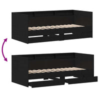 Daybed con testiera Rovere Nero 90 x 190 cm Legno multistrato 3334004