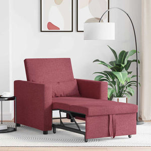 vidaXL Divano Letto Singolo Rosso vino 90 x 165 x 87 cm Tessuto