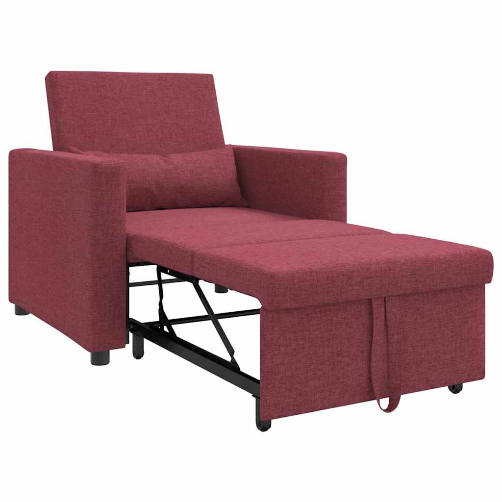 vidaXL Divano Letto Singolo Rosso vino 90 x 165 x 87 cm Tessuto
