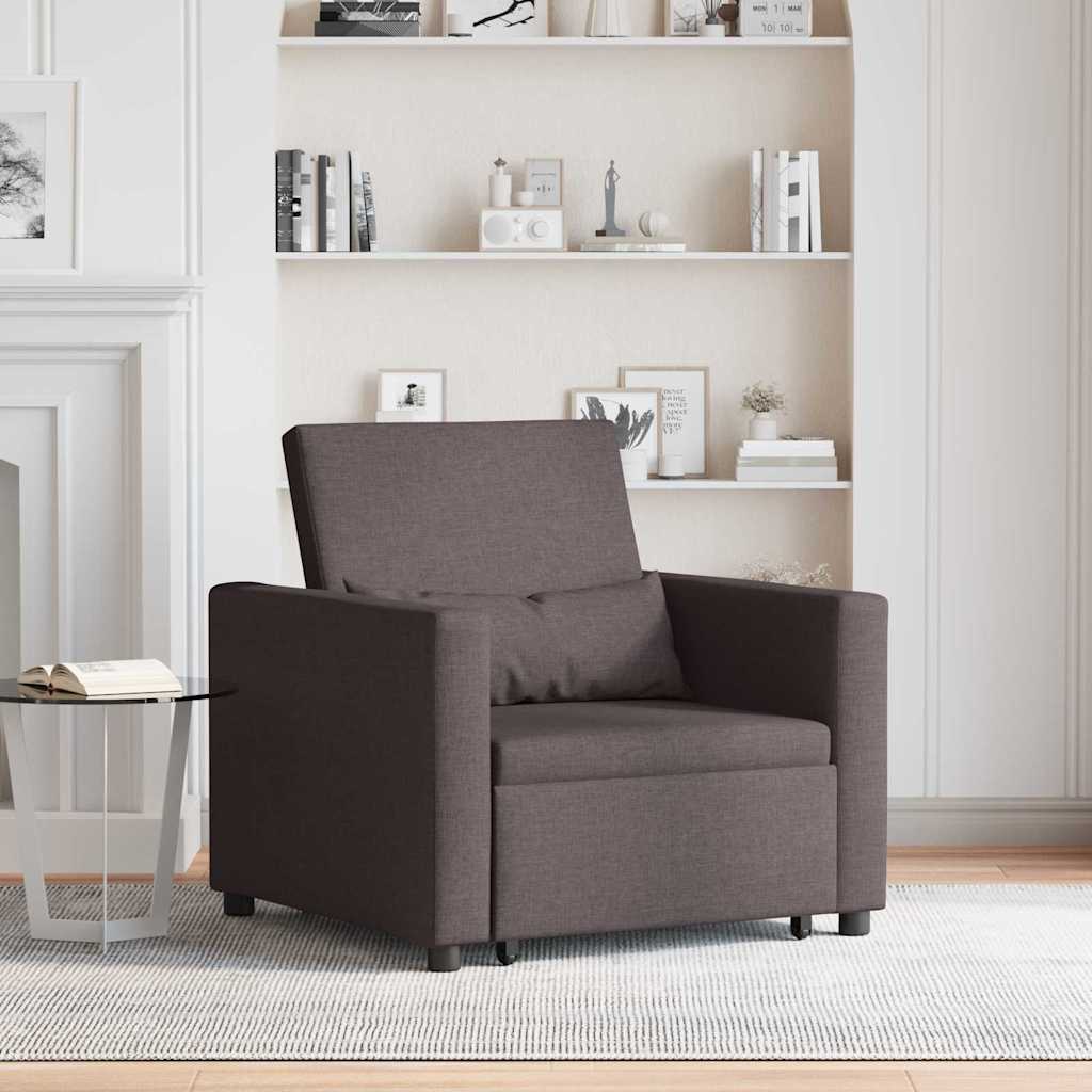 vidaXL Divano Letto Singolo Marrone scuro 90 x 165 x 87 cm Tessuto
