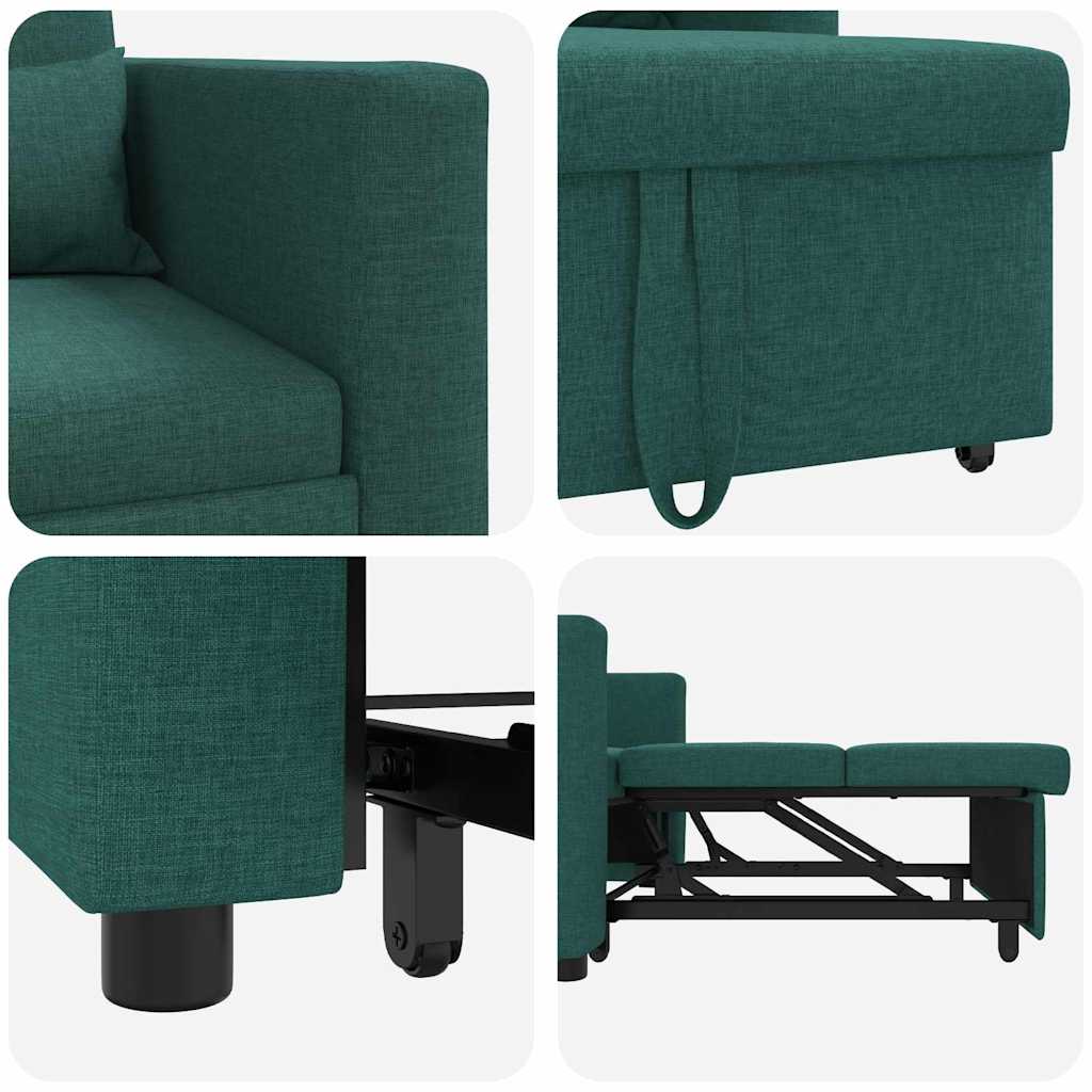 vidaXL Divano Letto Singolo Verde scuro 90 x 165 x 87 cm Tessuto