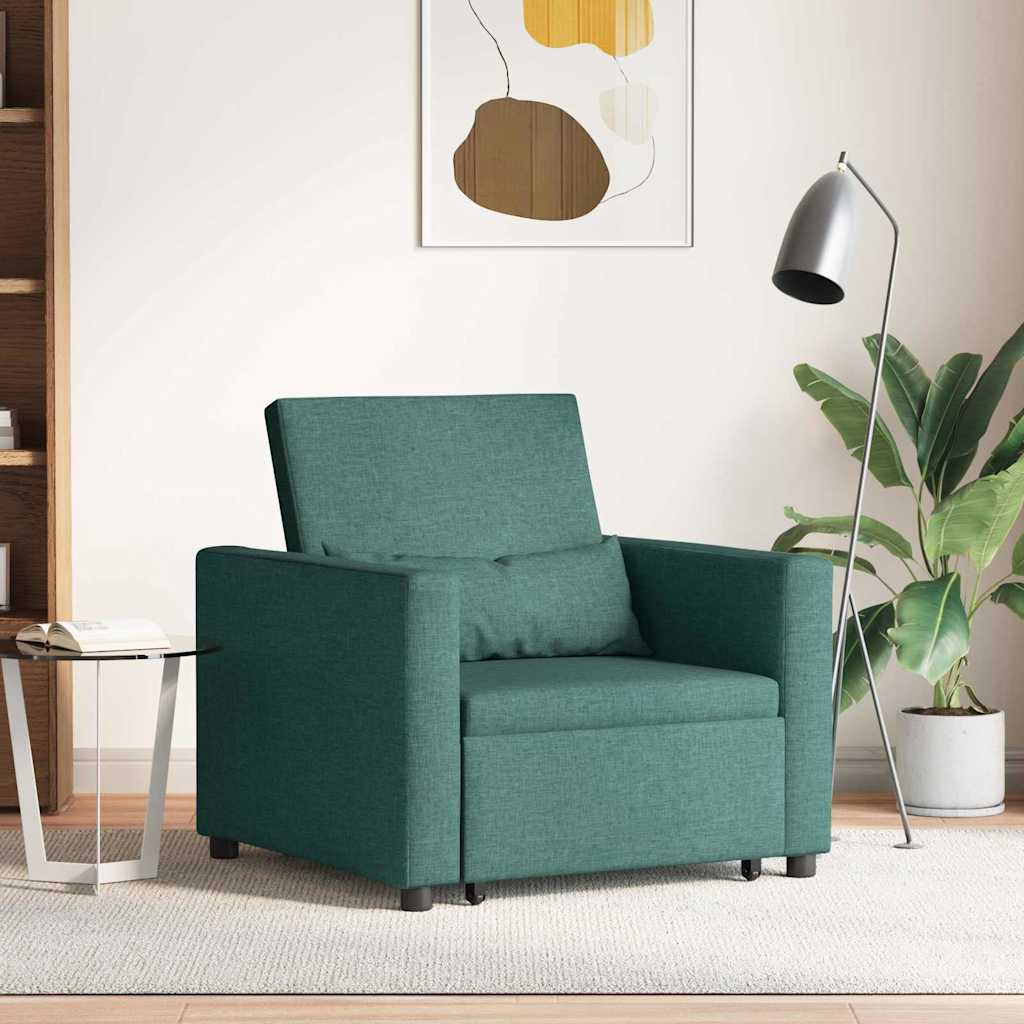 vidaXL Divano Letto Singolo Verde scuro 90 x 165 x 87 cm Tessuto