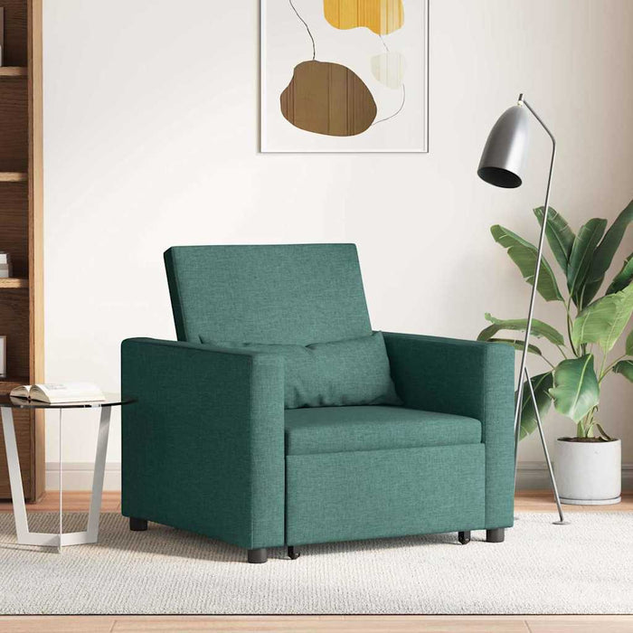 vidaXL Divano Letto Singolo Verde scuro 90 x 165 x 87 cm Tessuto