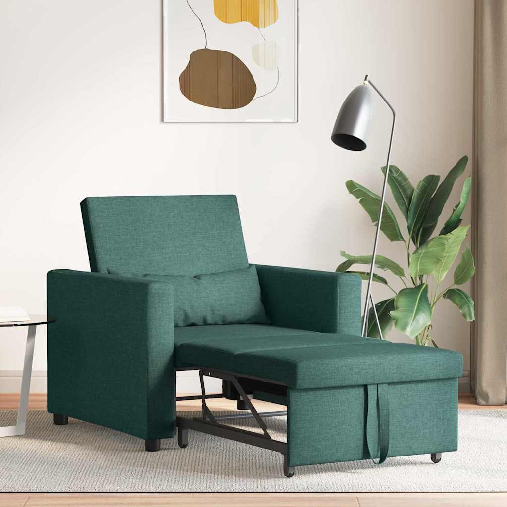 vidaXL Divano Letto Singolo Verde scuro 90 x 165 x 87 cm Tessuto