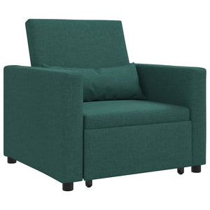 vidaXL Divano Letto Singolo Verde scuro 90 x 165 x 87 cm Tessuto