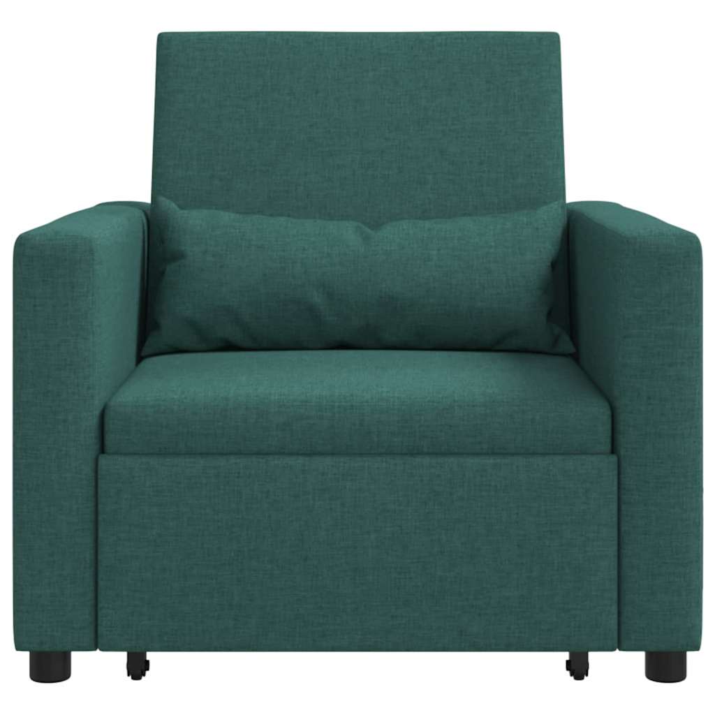 vidaXL Divano Letto Singolo Verde scuro 90 x 165 x 87 cm Tessuto