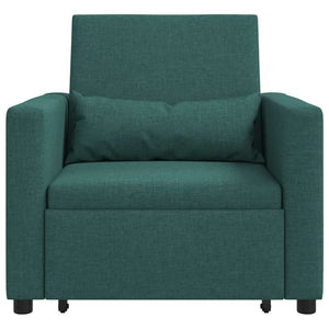 vidaXL Divano Letto Singolo Verde scuro 90 x 165 x 87 cm Tessuto