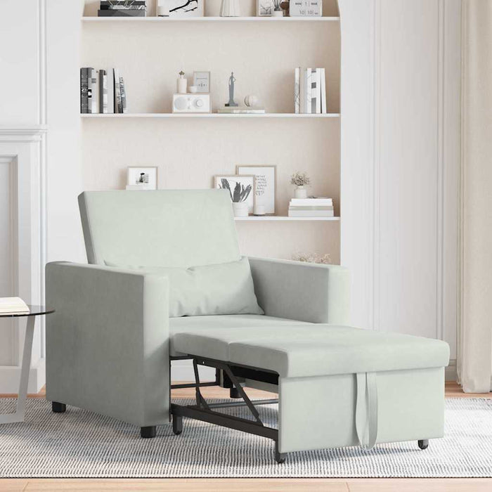 vidaXL Divano Letto Singolo Grigio chiaro 90 x 165 x 87 cm Velluto