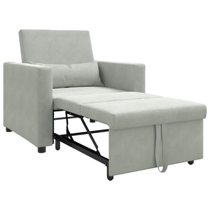 vidaXL Divano Letto Singolo Grigio chiaro 90 x 165 x 87 cm Velluto
