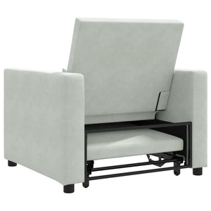 vidaXL Divano Letto Singolo Grigio chiaro 90 x 165 x 87 cm Velluto