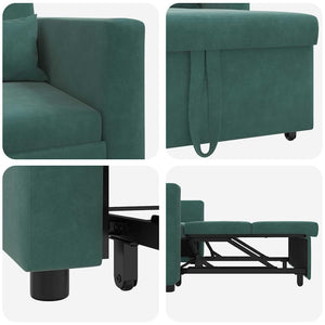 vidaXL Divano Letto Singolo Verde scuro 90 x 165 x 87 cm Velluto