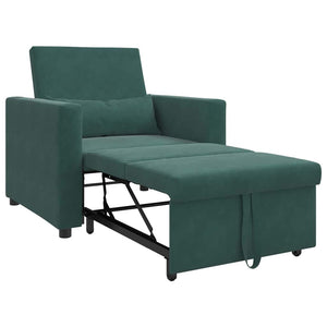 vidaXL Divano Letto Singolo Verde scuro 90 x 165 x 87 cm Velluto