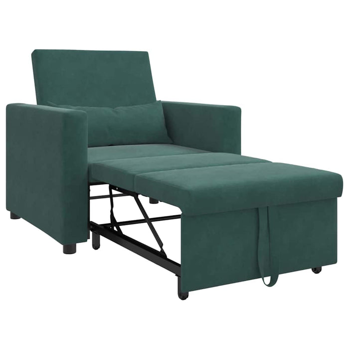 vidaXL Divano Letto Singolo Verde scuro 90 x 165 x 87 cm Velluto