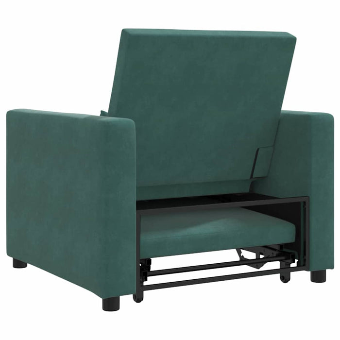 vidaXL Divano Letto Singolo Verde scuro 90 x 165 x 87 cm Velluto