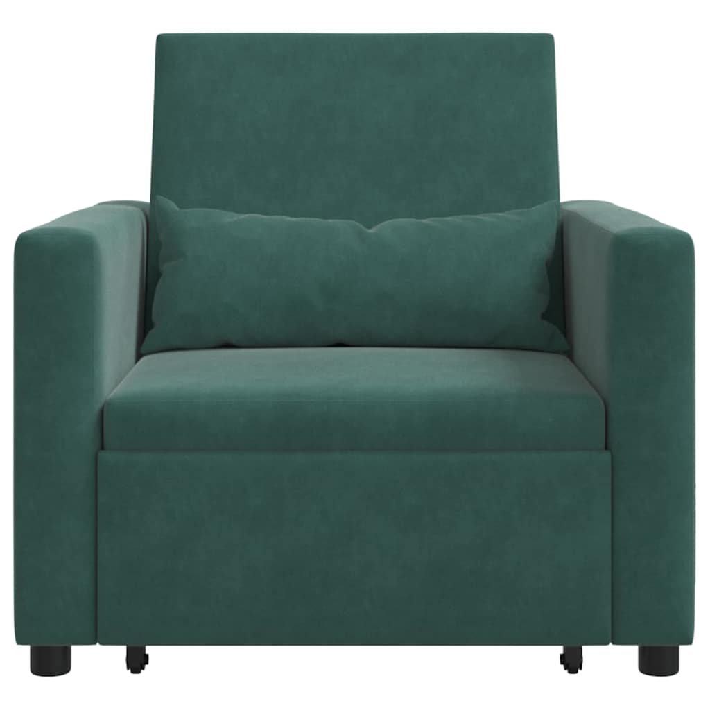 vidaXL Divano Letto Singolo Verde scuro 90 x 165 x 87 cm Velluto