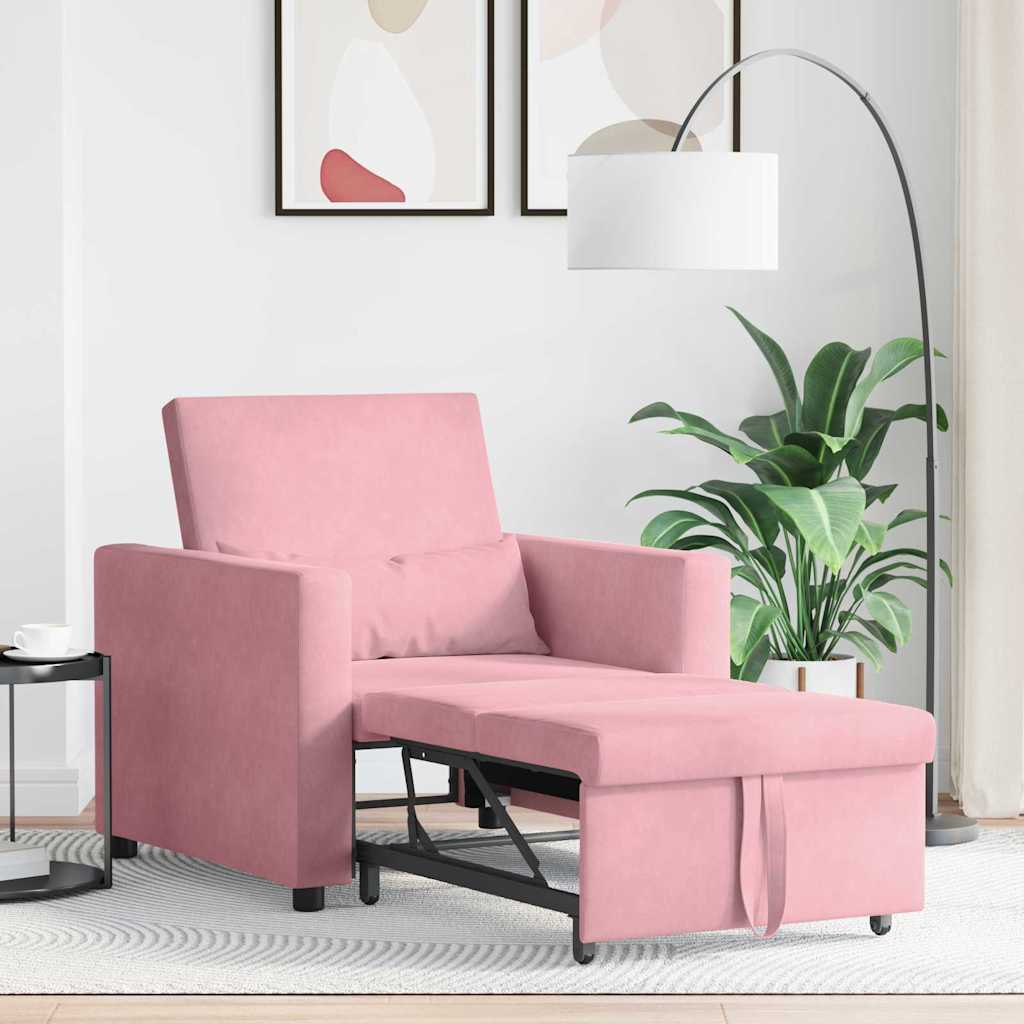 Divano Letto Singolo Rosa chiaro 90 x 165 x 87 cm Velluto 42002701