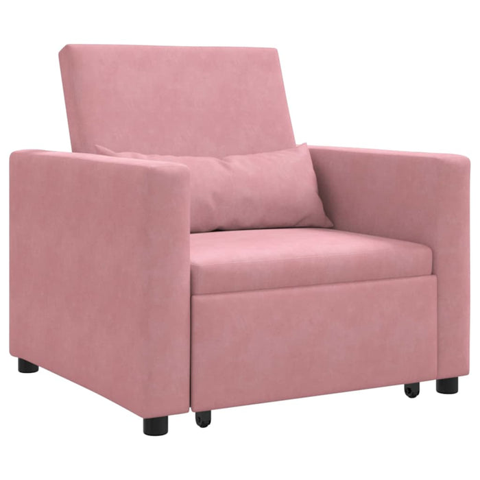 vidaXL Divano Letto Singolo Rosa chiaro 90 x 165 x 87 cm Velluto