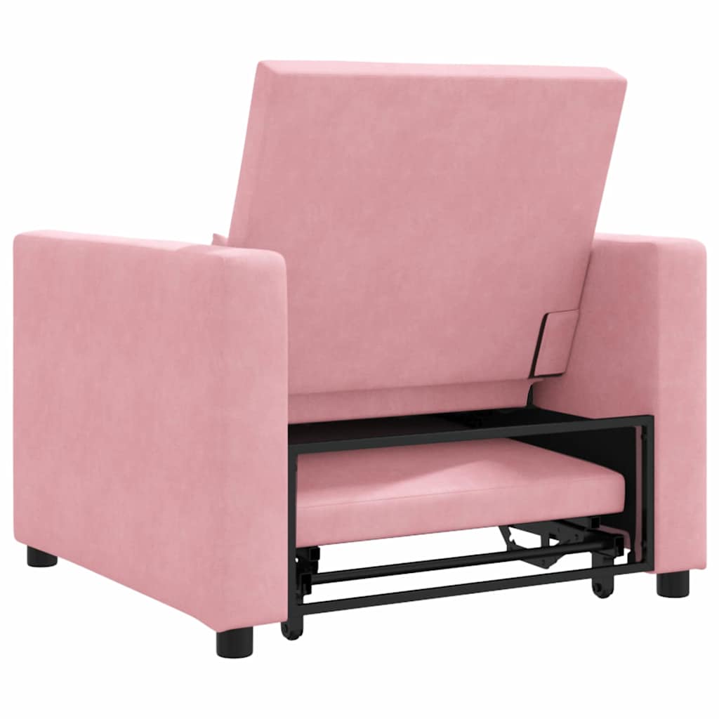 vidaXL Divano Letto Singolo Rosa chiaro 90 x 165 x 87 cm Velluto