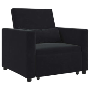 Divano Letto Singolo con ruote Nero 90 x 165 x 87 cm Velluto 42002703