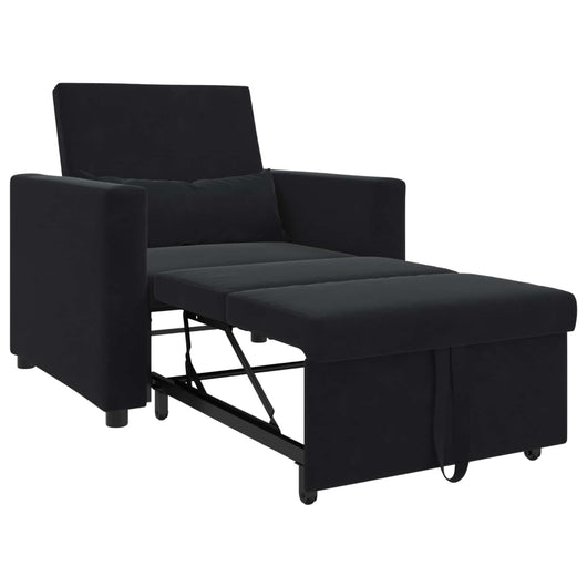 Divano Letto Singolo con ruote Nero 90 x 165 x 87 cm Velluto 42002703