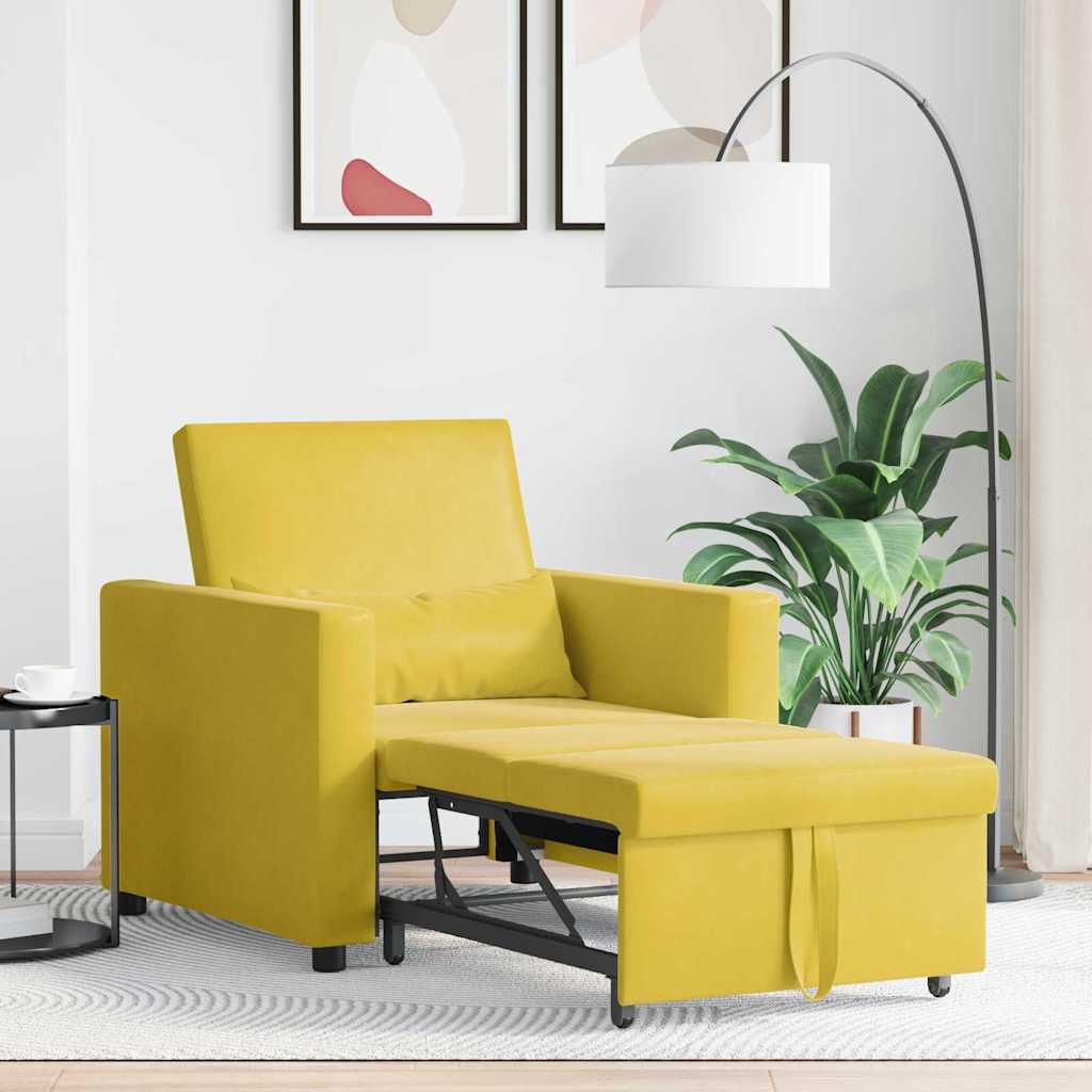 Divano Letto Singolo con ruote Giallo 90 x 165 x 87 cm Velluto 42002704
