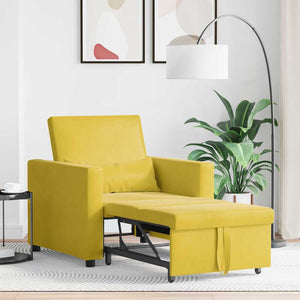 Divano Letto Singolo con ruote Giallo 90 x 165 x 87 cm Velluto 42002704