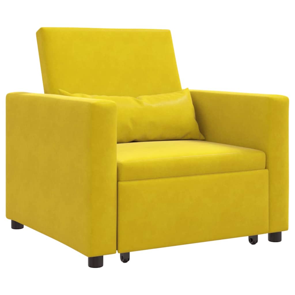 Divano Letto Singolo con ruote Giallo 90 x 165 x 87 cm Velluto 42002704