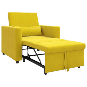 Divano Letto Singolo con ruote Giallo 90 x 165 x 87 cm Velluto 42002704