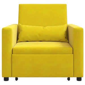 Divano Letto Singolo con ruote Giallo 90 x 165 x 87 cm Velluto 42002704