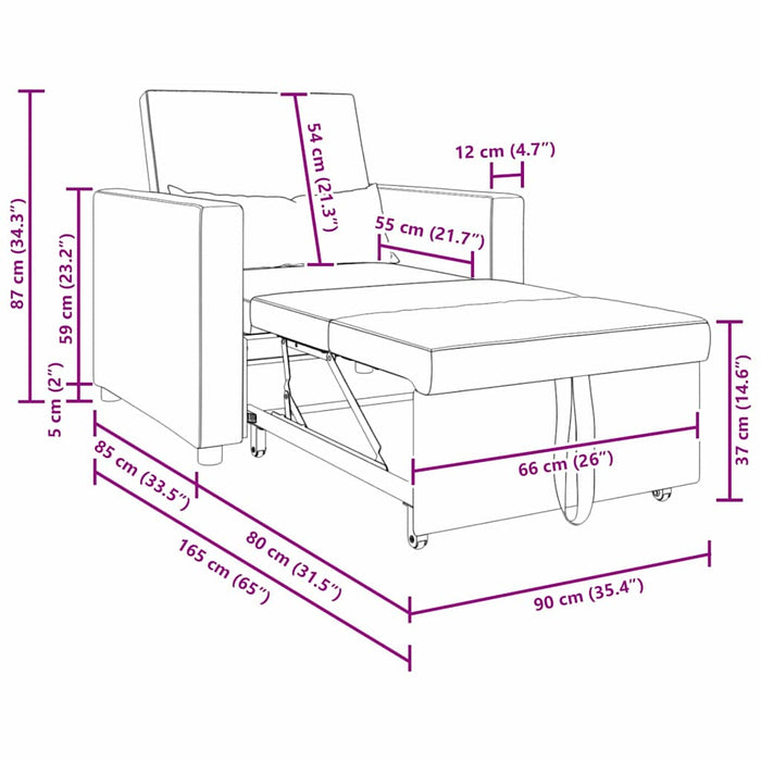 vidaXL Divano Letto Singolo Blu 90 x 165 x 87 cm Velluto