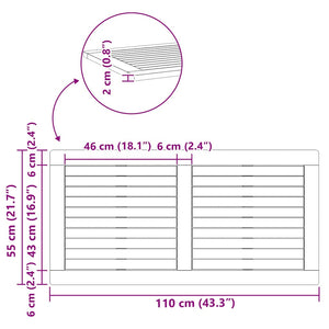 Piano Tavolo  110x55x2,2 cm Rettangolare in Legno Massello di Acacia 4108096