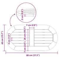 Tavolo  Ovale in Legno Massello di Acacia 80x40x2 cm 4108098