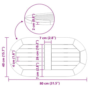 Tavolo  Ovale in Legno Massello di Acacia 80x40x2 cm 4108098