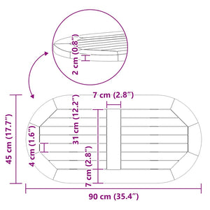 Piano del Tavolo 90x45x2,2 cm Ovale in Legno Massello di Acacia 4108099