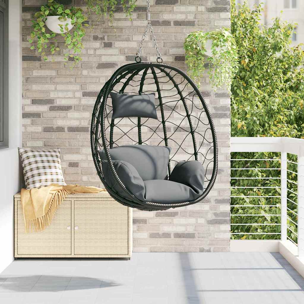 Sedia uovo sospesa Antracite 91.5 x 60 x 110 cm polyrattan 42003844