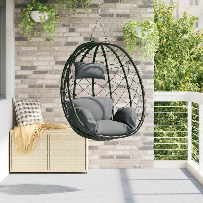 Sedia uovo sospesa Antracite 91.5 x 60 x 110 cm polyrattan 42003844