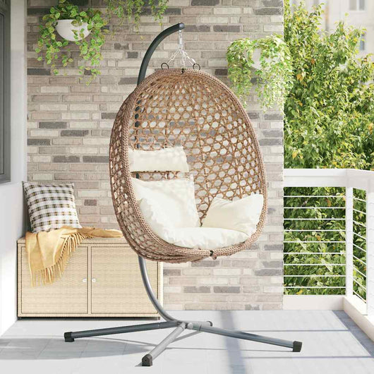 Sedia uovo sospesa Crema Chiara 104 x 100 x 191 cm polyrattan 42003848