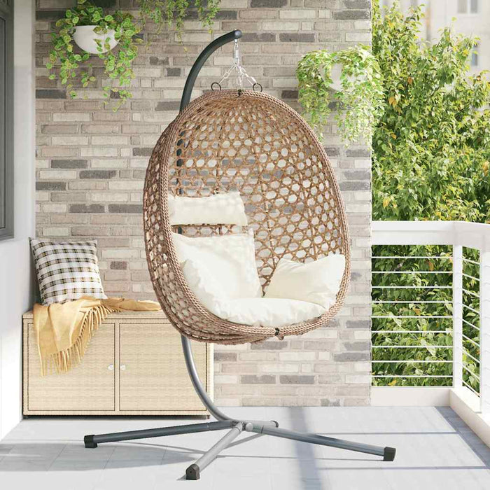 Sedia uovo sospesa Crema Chiara 104 x 100 x 191 cm polyrattan 42003848