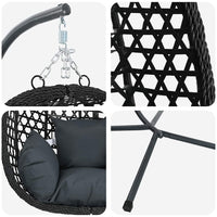 Sedia uovo sospesa Antracite e nero 104 x 100 x 191 cm 42003851