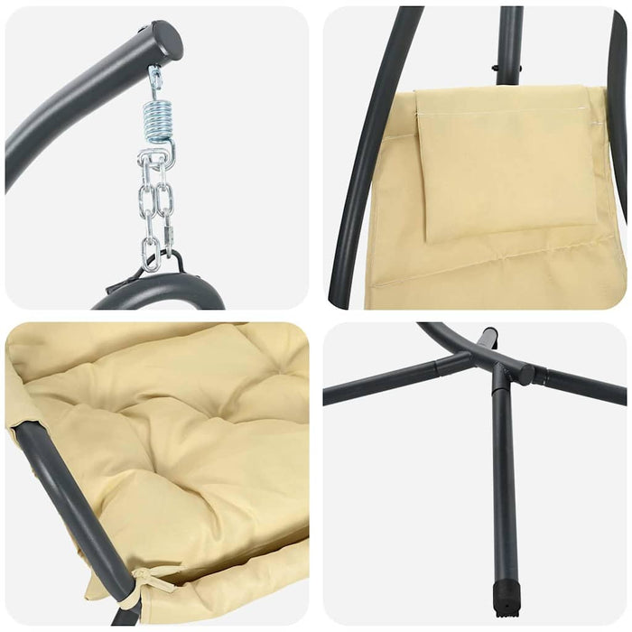 Sedia uovo sospesa Beige 94 x 107 x 196.5 cm Acciaio 42003855