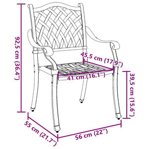 Sedia da Giardino 2 pcs Bianco 55 x 56.5 x 91cm Alluminio 42002376