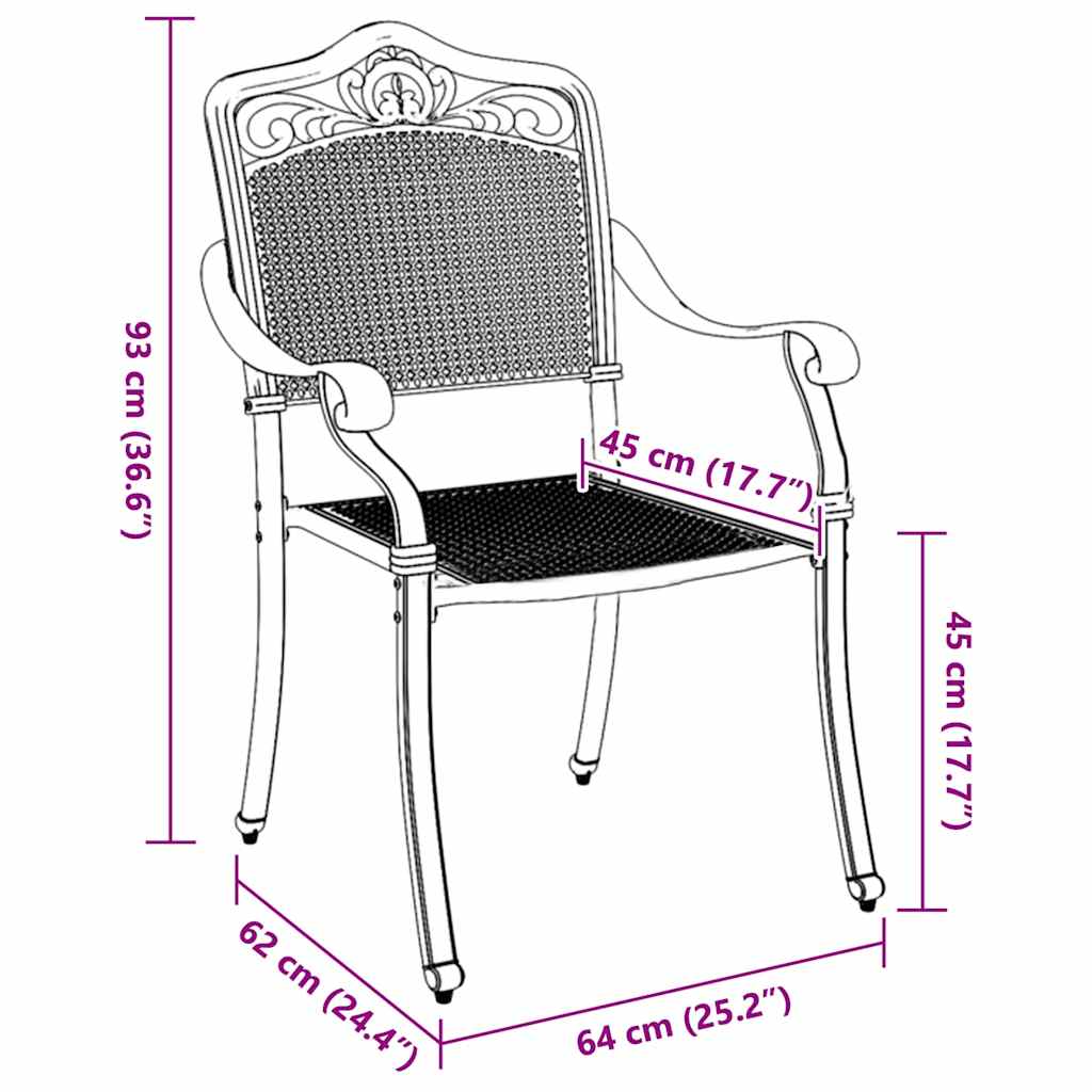 Set di 2 sedie da giardino  verdi in alluminio pressofuso 42002381
