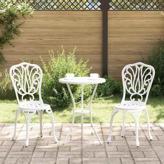 Set Bistro da Giardino 3 pcs Bianco Alluminio 42002384